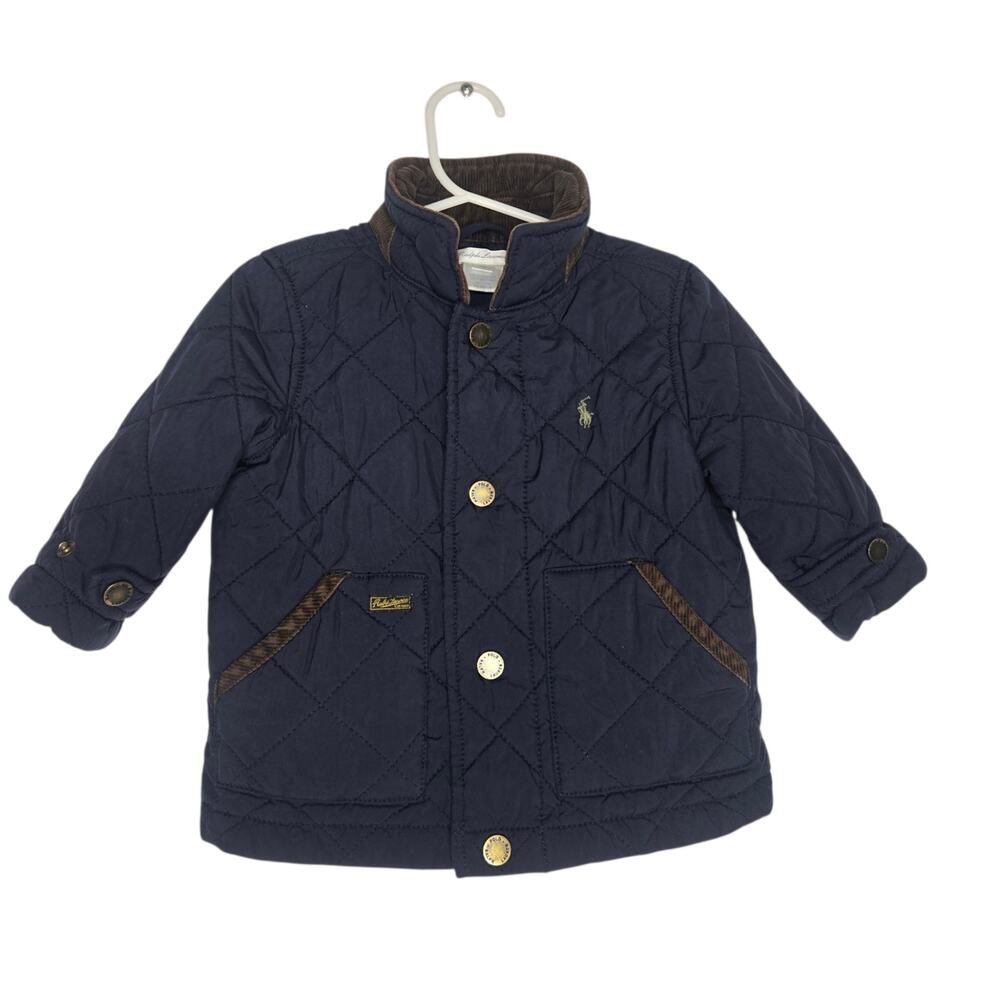 Ralph Lauren Baby Quilted Barn Jacket Corduroy Preppy Snap Front 12 Months